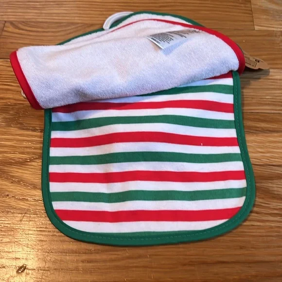 Baby Essentials Reindeer Bib Trio - Gray, Red, Green - Picture 5 of 5